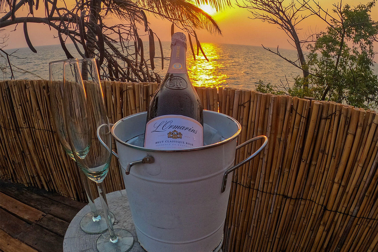 Champagne and sunset