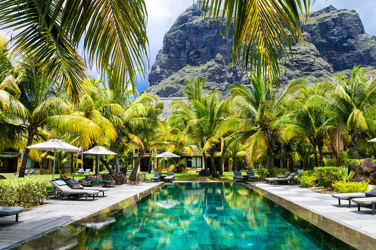 Resort swimming pool in Mauritius