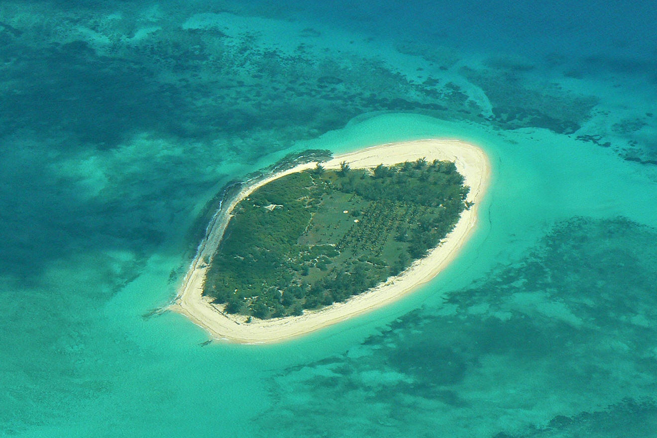 Island aerial shot, Mozambique